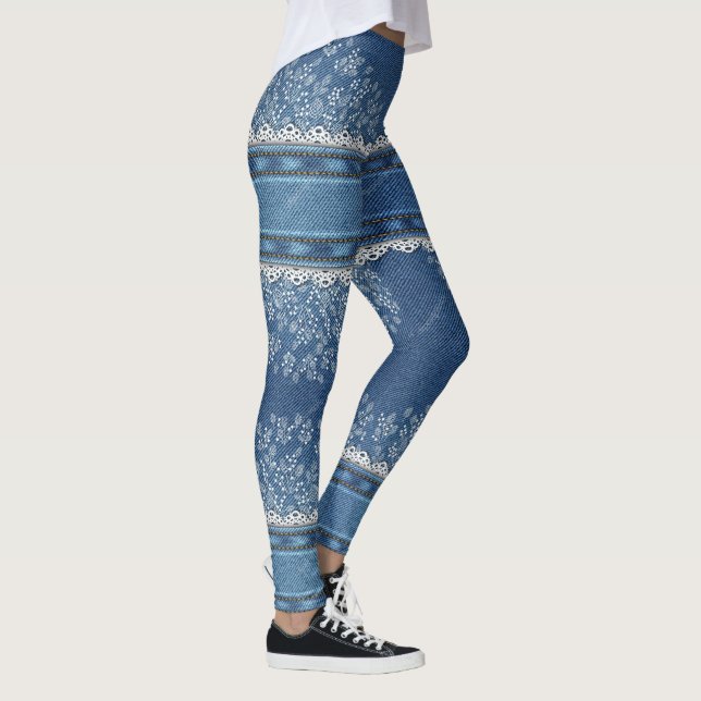 Denim designad Leggings (Höger)