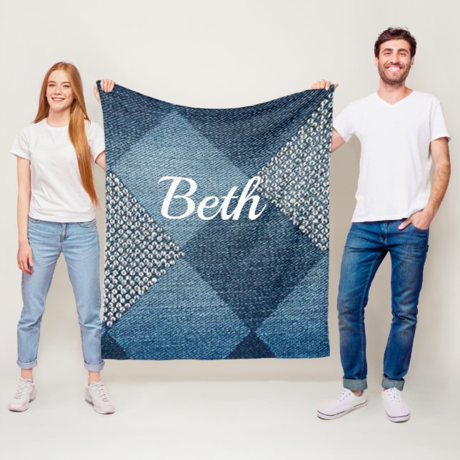 Denim designad personalize fleecefilt (På plats)