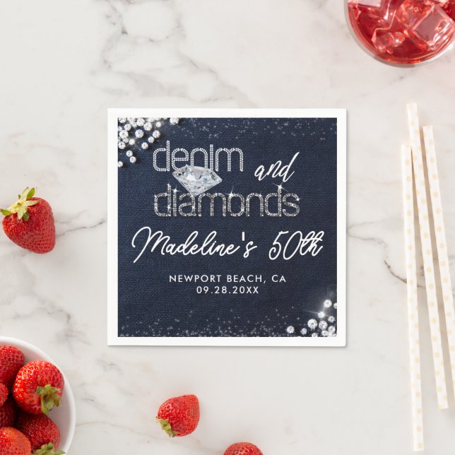 Denim Diamanter Bling Klassisk Elegant Fest Anpass Pappersservett (Insitu)