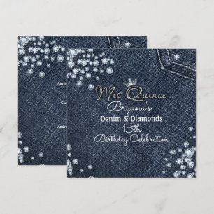 Denim & Diamond MIS QUINCE Kronfestsedel Inbjudnin Inbjudningar