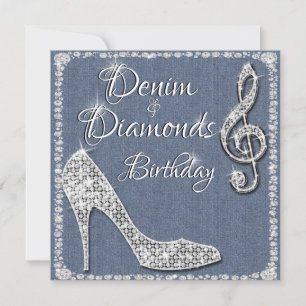 Denim & Diamonds 25:e födelsedagen Inbjudningar