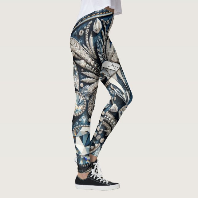Denim & Diamonds ädelstens jean-födelsedagsfest Leggings (Höger)