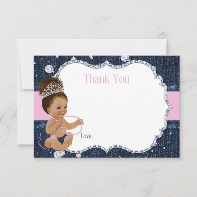 Denim & Diamonds Baby Shower Tack Kort (Framsida)