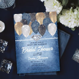Denim Diamonds Balloons Arch Rustic Möhippa Inbjudningar