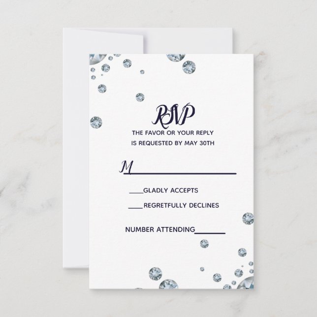 Denim & Diamonds Blåa Jeans Bling Glam RSVP OSA Kort (Framsida)
