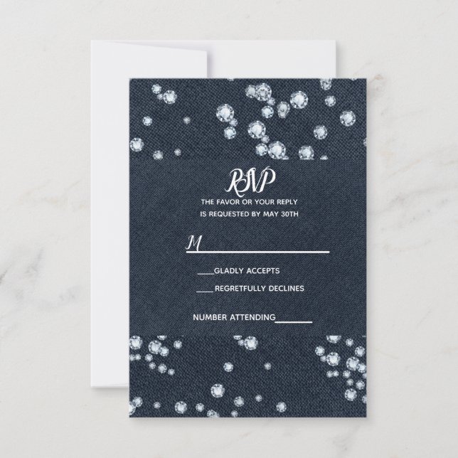 Denim & Diamonds Blåa Jeans Glitter Glam RSVP OSA Kort (Framsida)