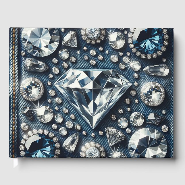 Denim & Diamonds Bling Ädelstens Glam Smycken Gästböcker (Framsida)