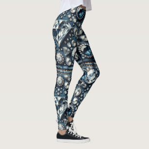 Denim & Diamonds Bling Ädelstens Glam Smycken Leggings