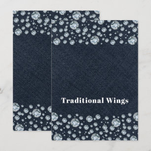 Denim & Diamonds Bling Glitter Bord Mats Mats Tält Inbjudningar