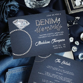 Denim Diamonds Bröllop Ring Bachelorette Itinerary Inbjudningar