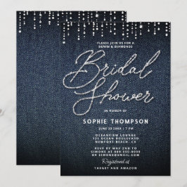 Denim Diamonds Calligraphy Elegant Möhippa Inbjudningar