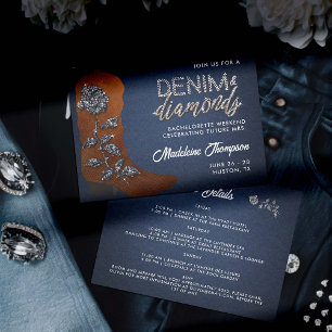 Denim Diamonds Cowgirl Boot Bachelorette Itinerary Inbjudningar