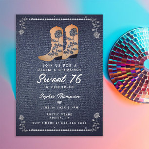 Denim Diamonds Cowgirl Boots Ro Sweet 16 Inbjudningar