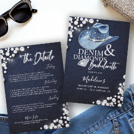Denim Diamonds Cowgirl Hat Bachelorette Itinerary Inbjudningar