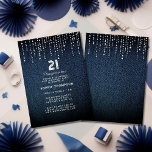 Denim Diamonds Drippings 21:a födelsedagen Party Inbjudningar<br><div class="desc">En enkel,  modern,  elegant- och chic födelsedagsfest inbjudan-mall med denim-bakgrund,  diamanter/rinestoner (simulerade,  inte verkliga diamanter) och modern typografi i vitt. En chic "denim och diamanter"-design för en kvinna i alla åldrar,  på hennes 21:a födelsedag!</div>