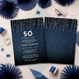 Denim Diamonds Drippings 50:e Födelsedagsfesten Inbjudningar