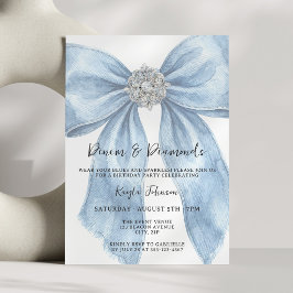 Denim Diamonds Elegant Blå Akvarellbåge Inbjudningar