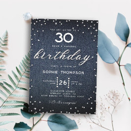 Denim Diamonds Elegant Bling 30års födelsedag Part Inbjudningar
