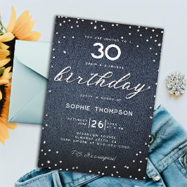 Denim Diamonds Elegant Classy 30års födelsedag Par Inbjudningar