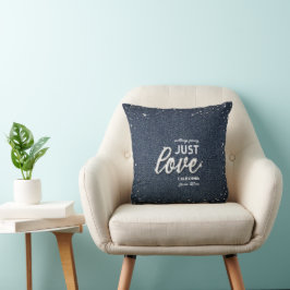 Denim Diamonds Elegant Just Kärlek Wedding Favor Kudde