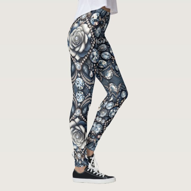 Denim & Diamonds Glam Bling Rosa Smycken Leggings (Höger)