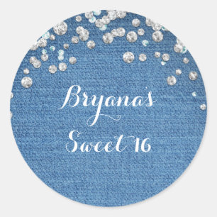Denim & Diamonds Glam Scattered Bling Favor Runt Klistermärke