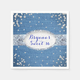 Denim & Diamonds Glam Scattered Bling Party Pappersservett