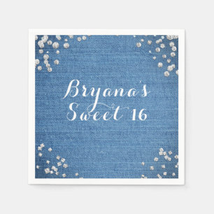 Denim & Diamonds Glam Scattered Bling Party Pappersservett