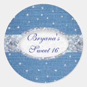 Denim & Diamonds Glam spridd Bling present Runt Klistermärke