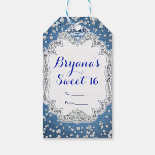 Denim & Diamonds Glam spridda Bling-festfavor Presentetikett