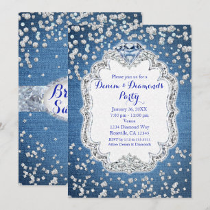 Denim & Diamonds Glam spridda bling-inbjudningar Inbjudningar