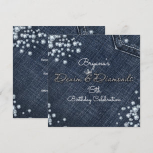 Denim & Diamonds Glam Tiara Crown Festsinladan Inbjudningar