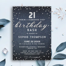 Denim Diamonds Glitter Elegant 21:a födelsedagen P