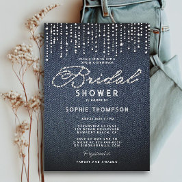 Denim Diamonds Glitter Elegant  Möhippa Inbjudningar
