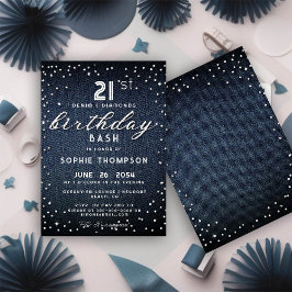 Denim Diamonds Glitter Modern 21:a födelsedagen Pa Inbjudningar