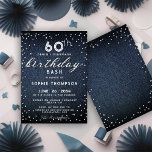 Denim Diamonds Glitter Modern 60:e Födelsedagsfest Inbjudningar<br><div class="desc">En enkel,  modern,  elegant- och chic-födelsedagsfest inbjudan-mall med blå denim-bakgrund,  ord BIRTHDAY täckt av vita diamanter (simulerade,  inte verkliga diamanter) och i moderna kalligrafibilder och typografi i vitt. En chic "denim och diamanter"-design för en kvinna på hennes 60-årsdag!</div>