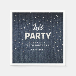 Denim Diamonds Glitter Rhinestone Chic Låt oss Par Pappersservett