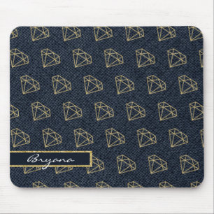 Denim & Diamonds Guld & Blå Glam Dator Musmatta