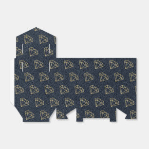 Denim & Diamonds Guld & Blå Glam Party Favor Presentaskar