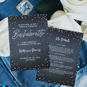 Denim Diamonds Itinerary Classy Bachelorette Party Inbjudningar