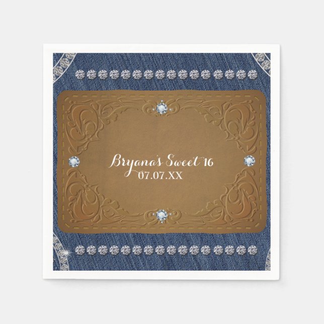 Denim & Diamonds Jeans Label Glam-fest Pappersservett (Framsidan)