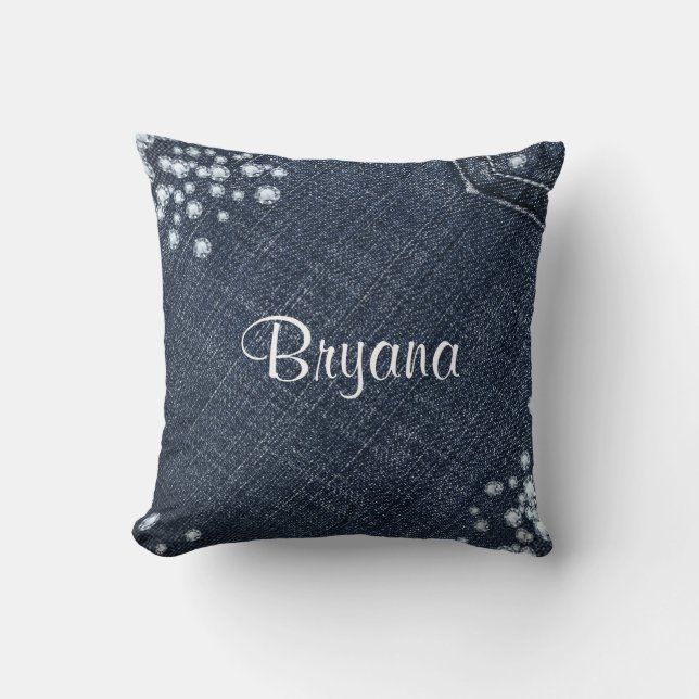 Denim & Diamonds Jeans med Bling Glamour Kudde (Framsida)
