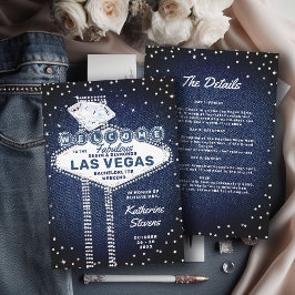 Denim Diamonds Las Vegas Bling Bachelorette Party Inbjudningar