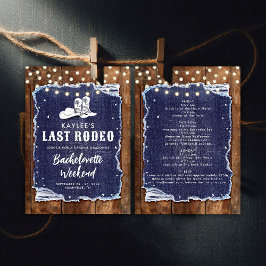 Denim Diamonds Last Rodeo Rustic Chic Bachelorette Inbjudningar