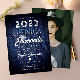 Denim Diamonds Modern Chic Photo Studentfest Inbjudningar