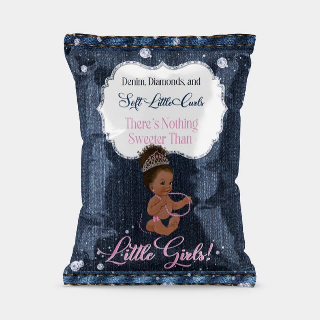 Denim, Diamonds och Little Girls Chip Bag Wrapper (Party Favor Chip Bag Wrap)