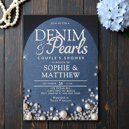 Denim Diamonds Pearls Arch Coed Blue Couple Shower Inbjudningar