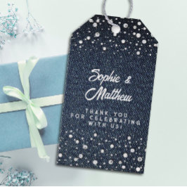 Denim Diamonds Pearls Blue Couple Möhippa Presentetikett