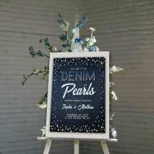 Denim Diamonds Pearls Blue Couple Shower Välkommen