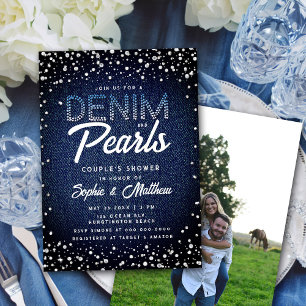 Denim Diamonds Pearls Photo Couple Shower Inbjudningar